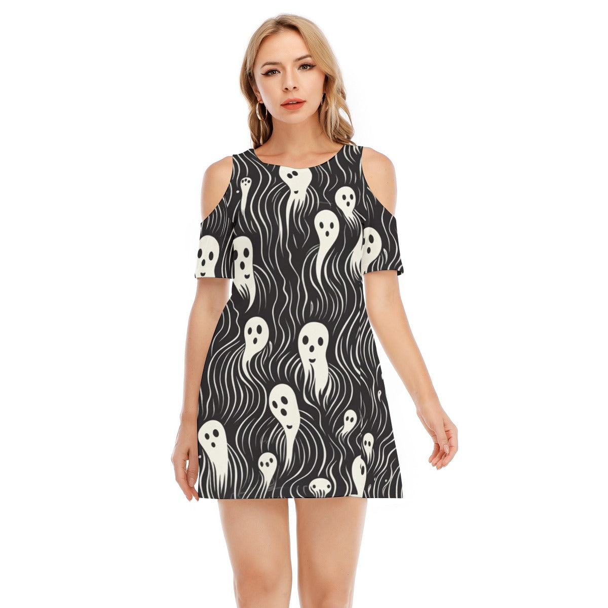 Ghost XI - Women's Cold Shoulder Dress - 100% Cotton