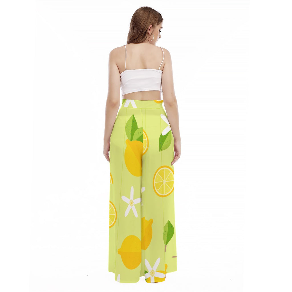 Citrus Splash - Women's High Waist Wide Leg Trousers