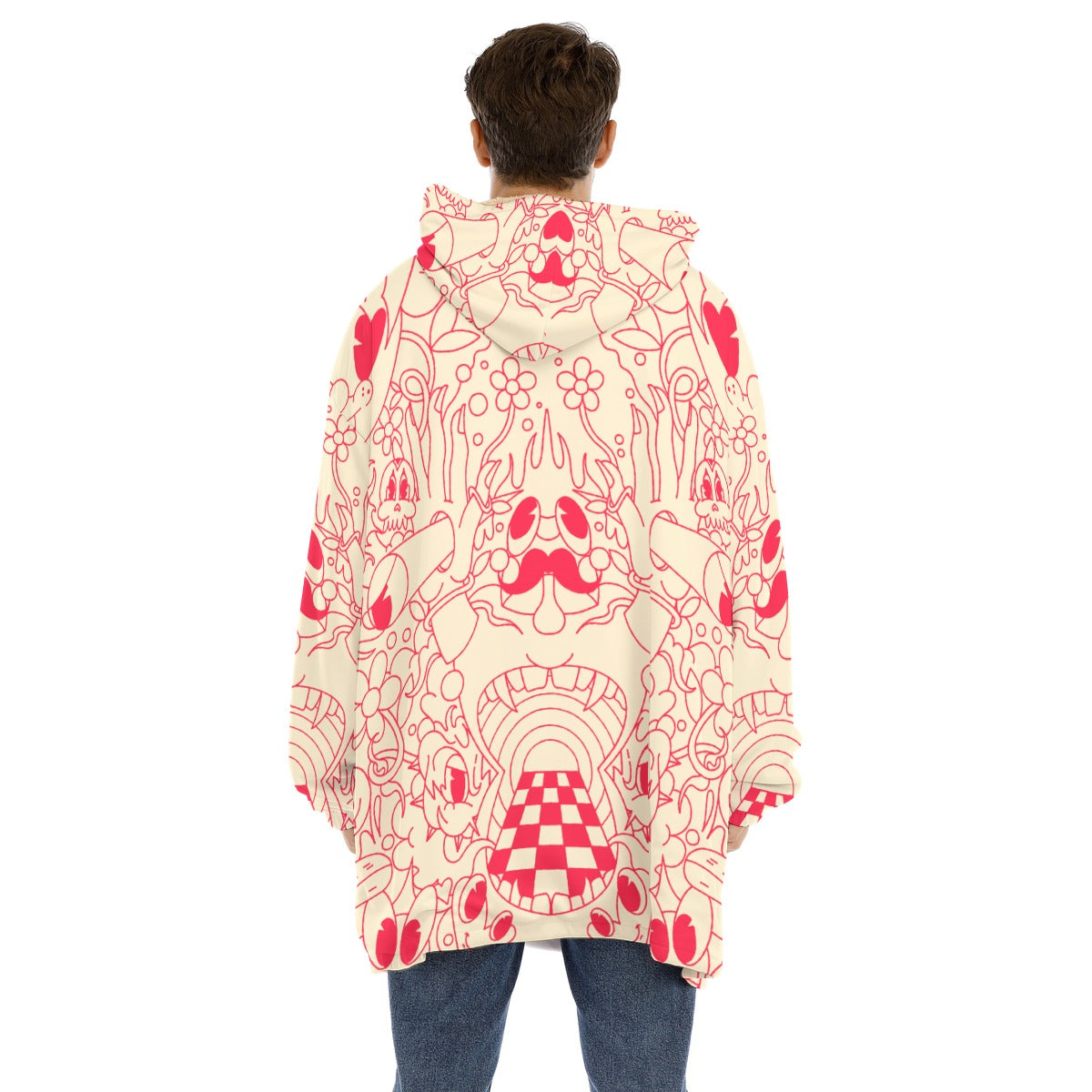 Sepia Red - Unisex Sherpa Fleece Hoodie Blanket