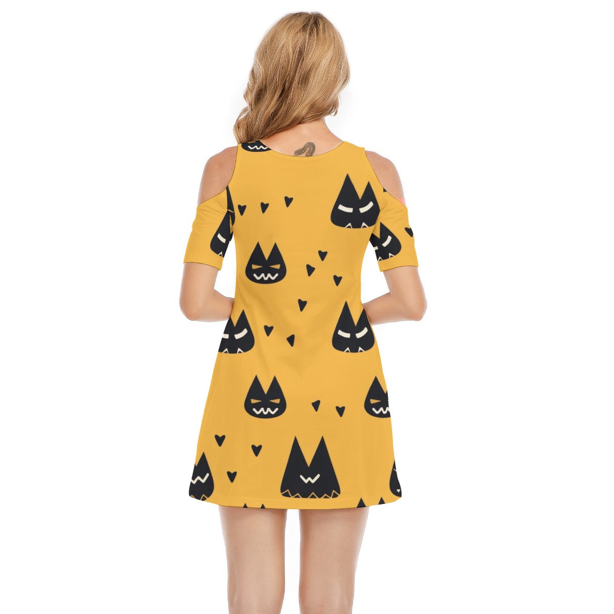 Scary Cat II - Women's Cold Shoulder Dress - 100% Cotton