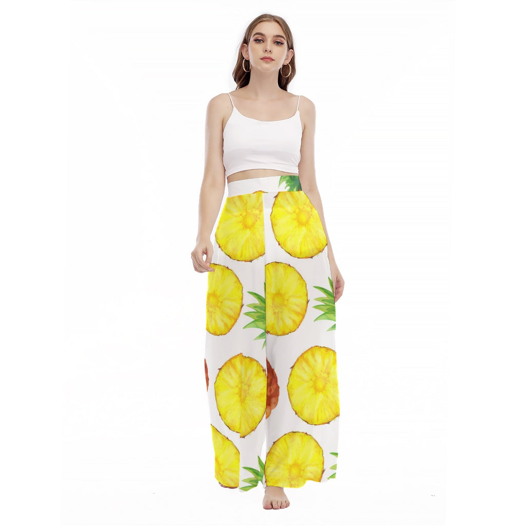 Pineapple Paradise - Women's High Waist Wide Leg Trousers