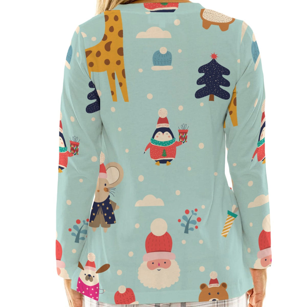 Casual Christmas - Women's Loose V-Neck T-Shirt With Long Sleeve