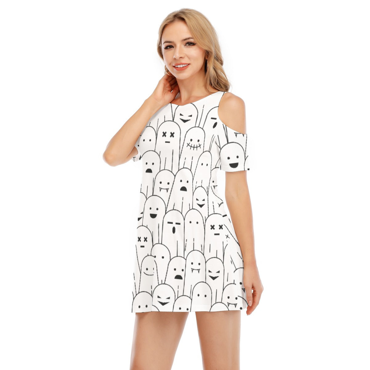 Ghost IV - Women's Cold Shoulder Dress - 100% Cotton