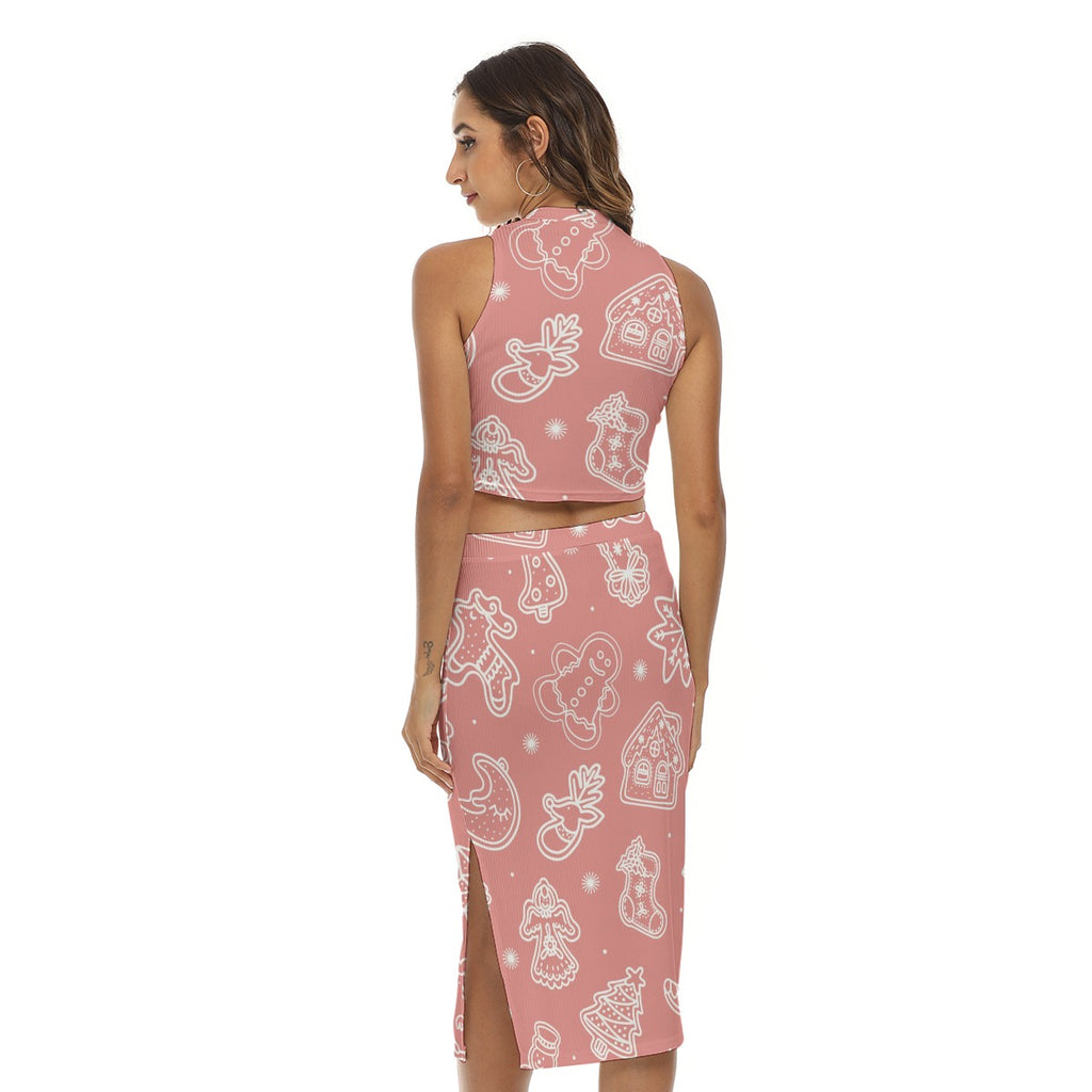 Gingerbread - Women's Tank Top & Split High Skirt Set