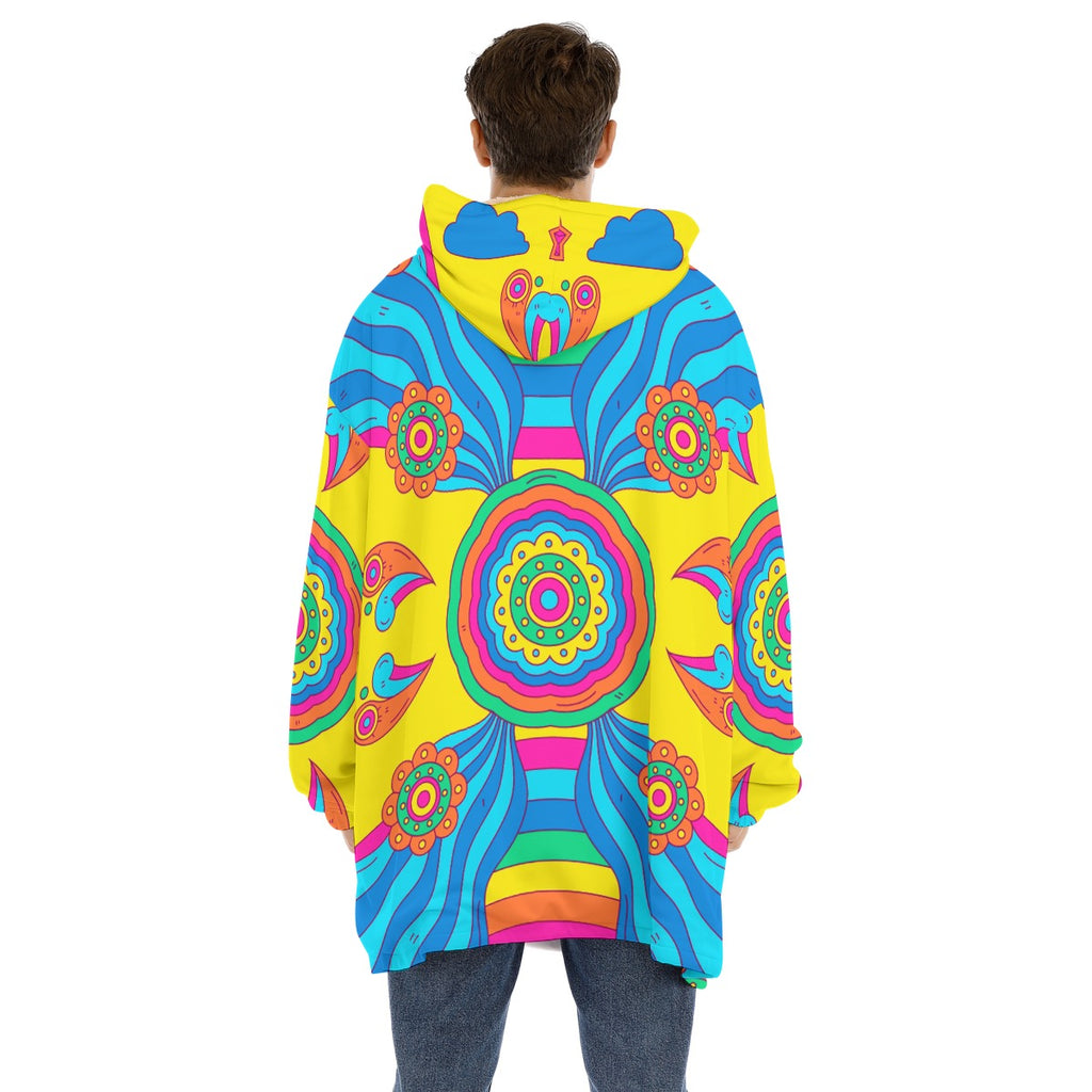 Neon Flow -  Unisex Sherpa Fleece Hoodie Blanket