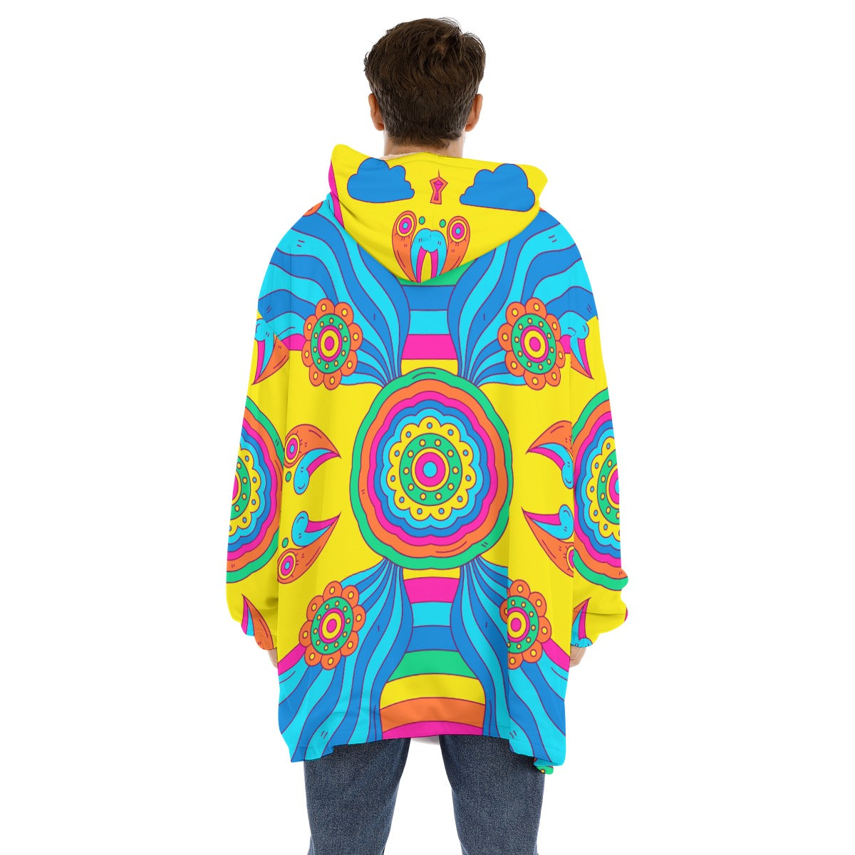 Neon Flow -  Unisex Sherpa Fleece Hoodie Blanket