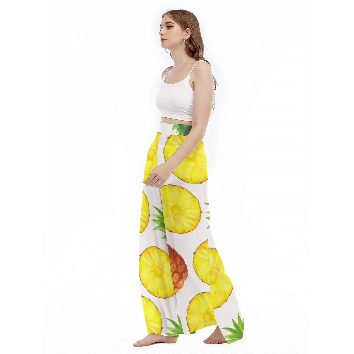 Pineapple Paradise - Women's High Waist Wide Leg Trousers
