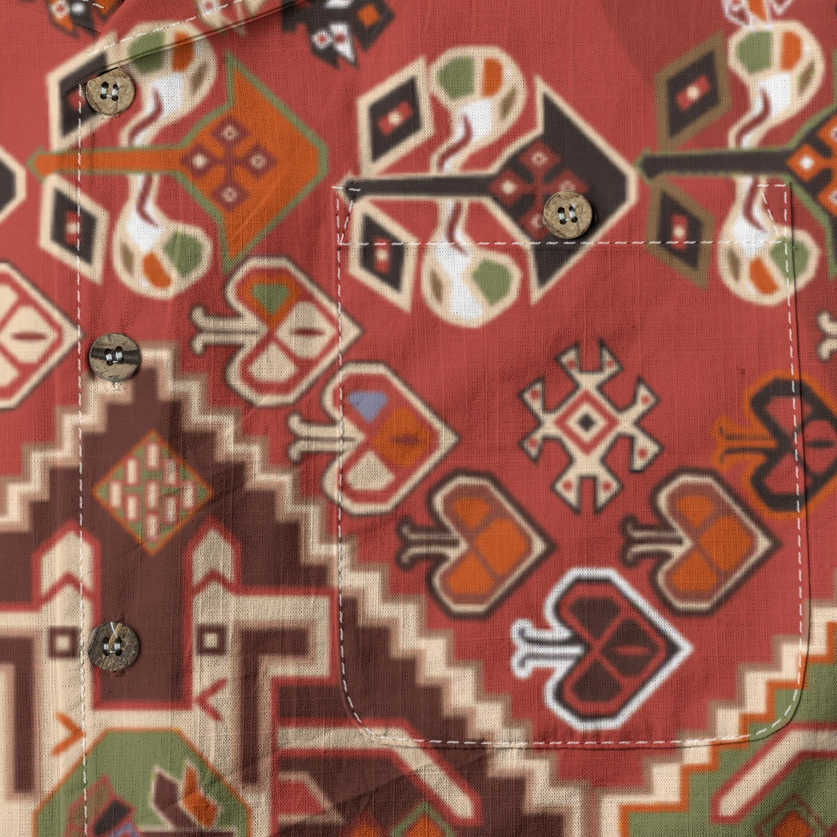 Retro Indian Print VII - Designer Shirt - 100% Cotton