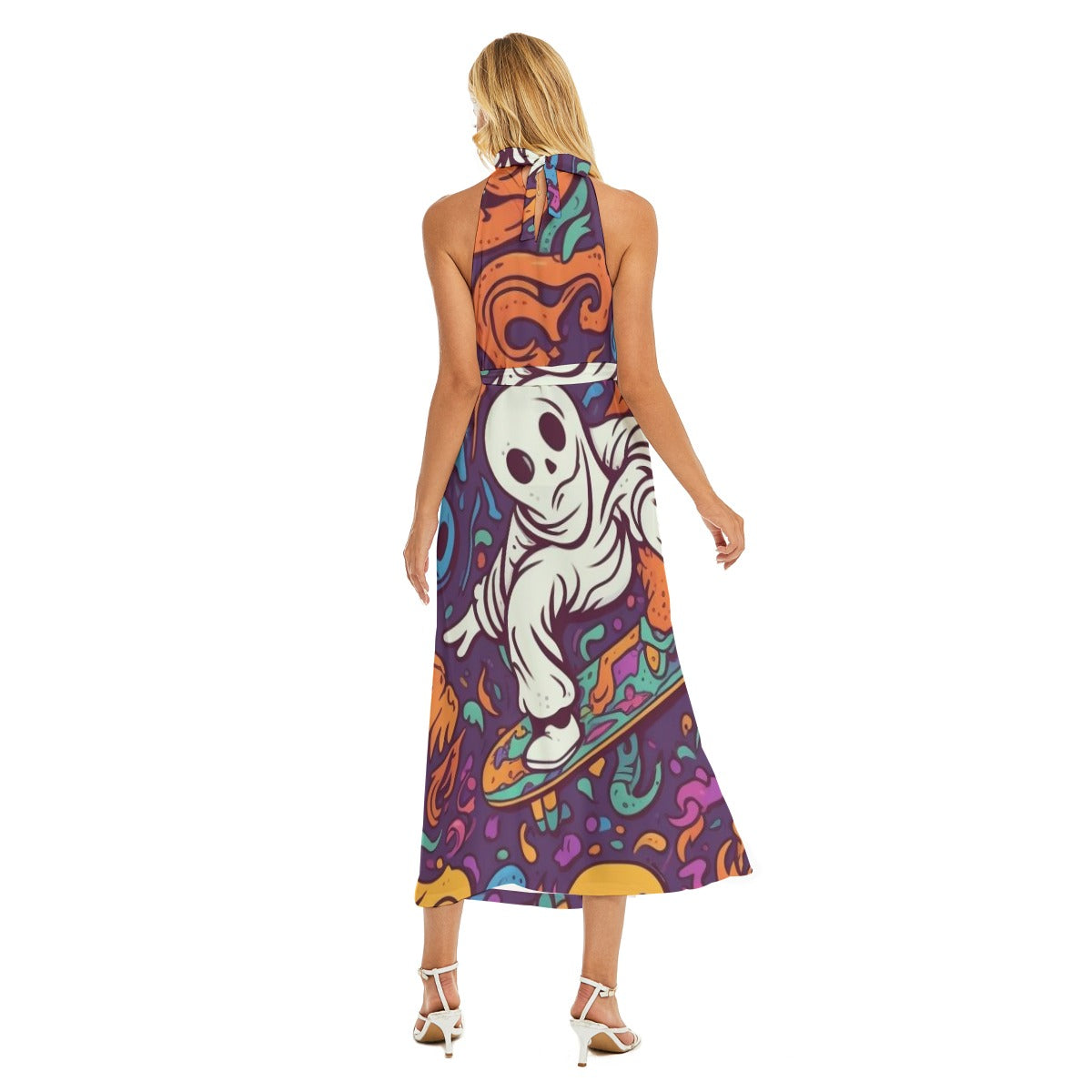 Ghost VII - Women's Wrap Hem Belted Halter Dress
