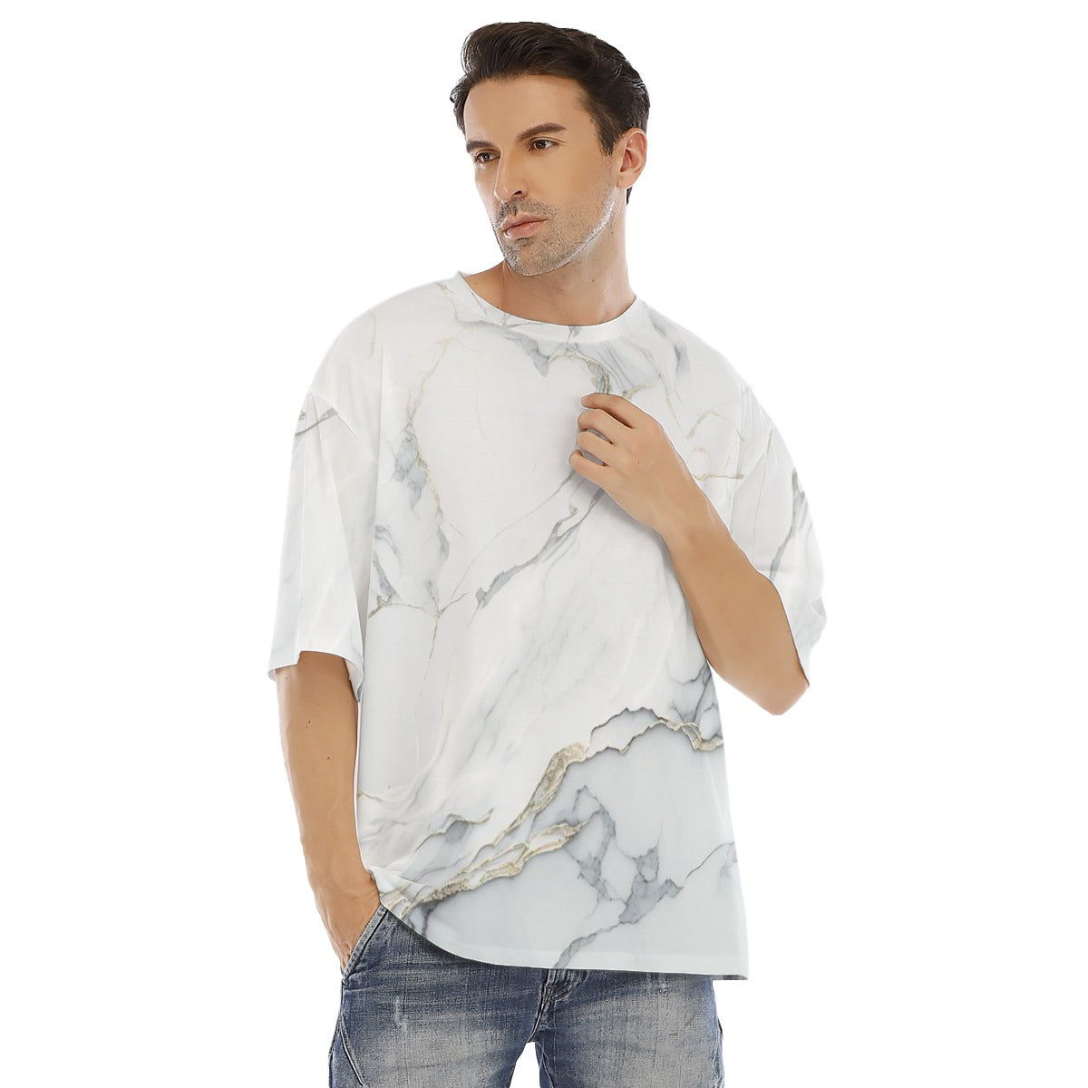 Marble I - Men's Drop Shoulder T-shirt With Short Sleeve