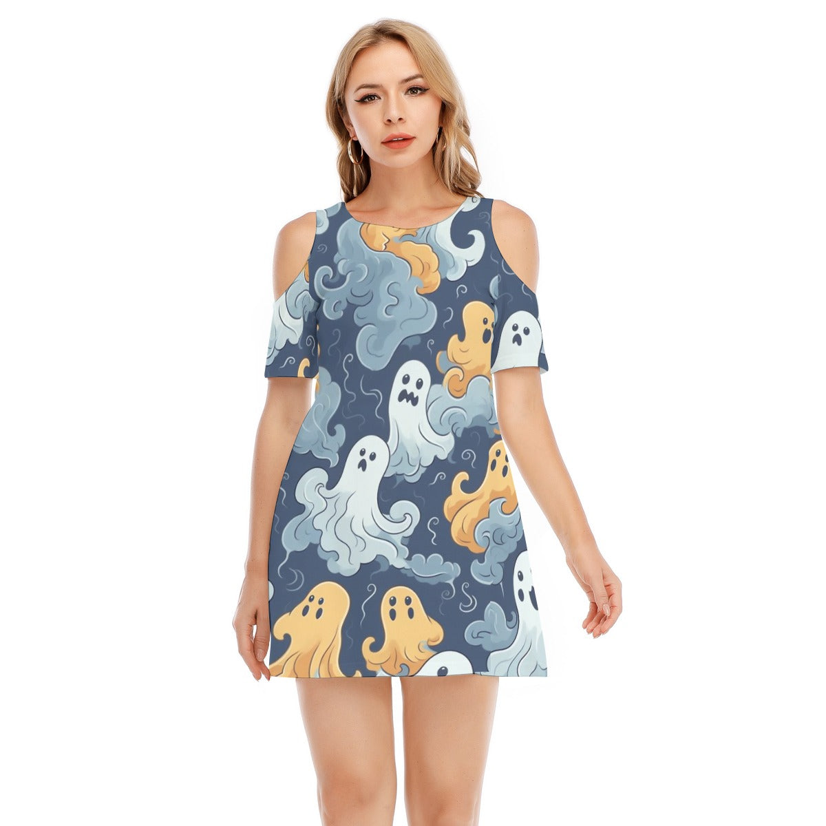 Ghost VI - Women's Cold Shoulder Dress - 100% Cotton