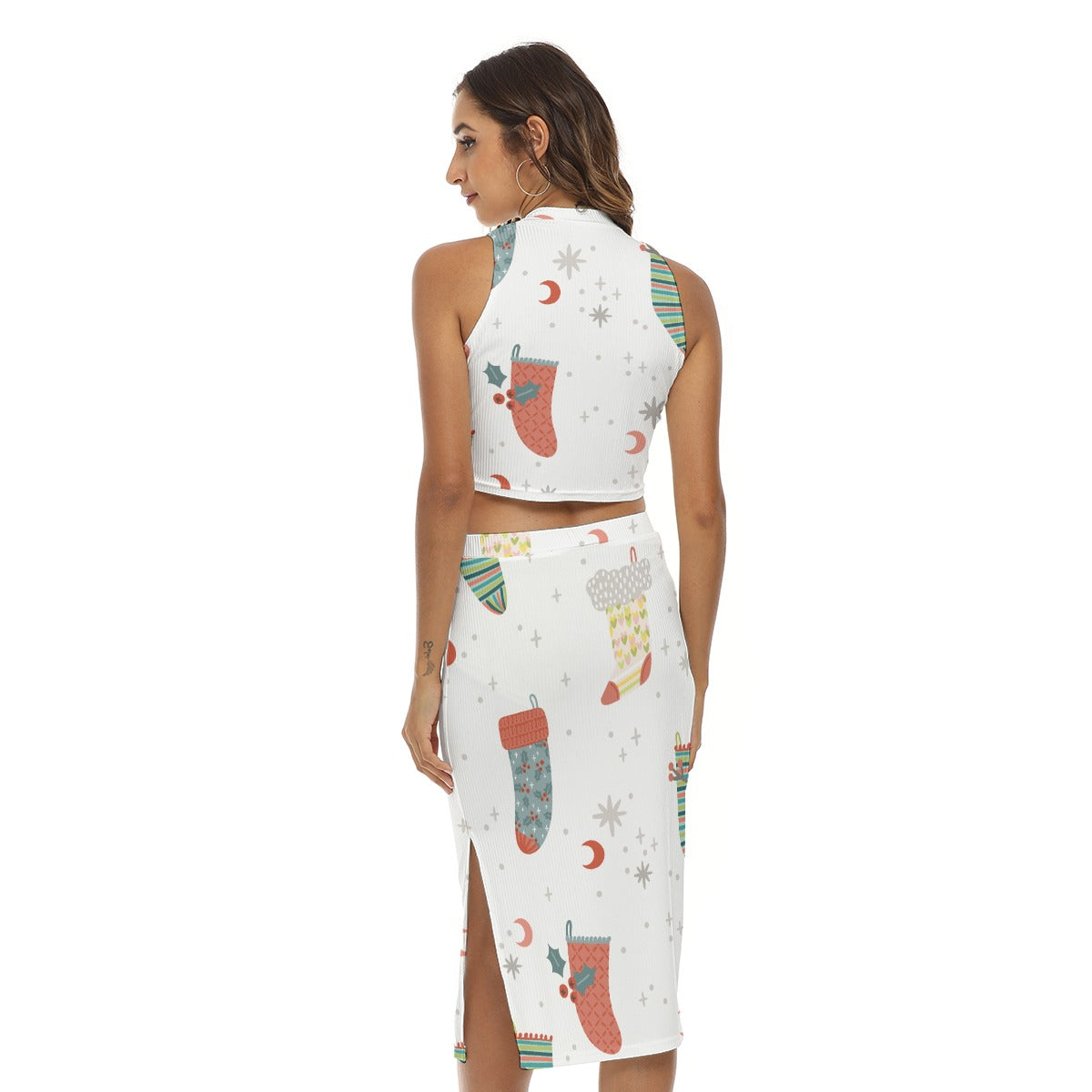 Socks - Women's Tank Top & Split High Skirt Set