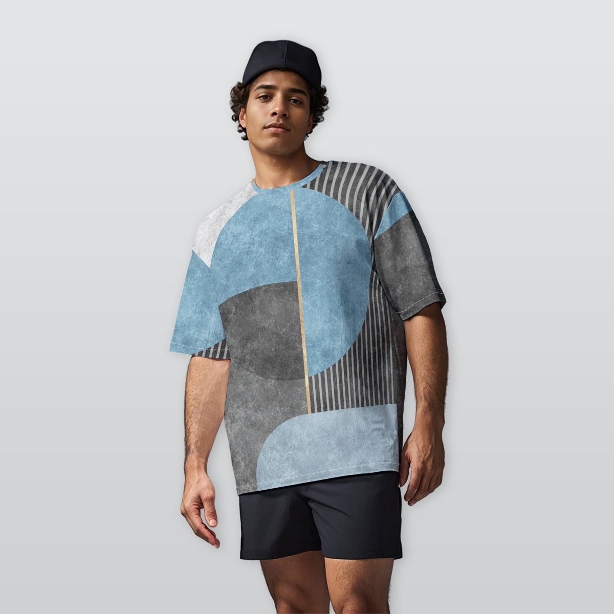 Cobalt Line - Oversize Crewneck T-Shirt - 100% Cotton