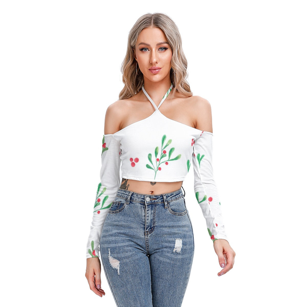 Tinsel Bloom - Women's Halter Lace-up Top