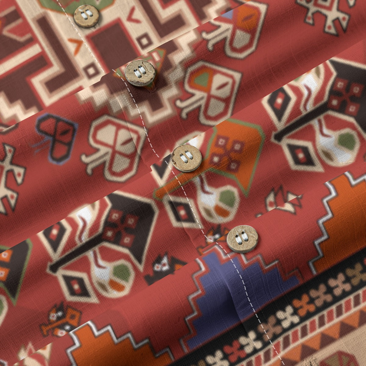 Retro Indian Print VII - Designer Shirt - 100% Cotton