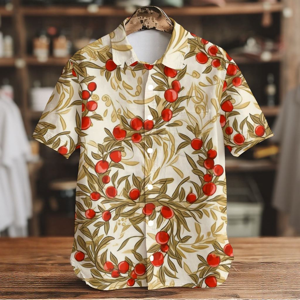 Floral Deco - Men's Short Sleeve Shirt With Pockets