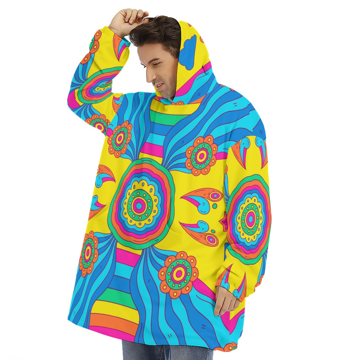 Neon Flow -  Unisex Sherpa Fleece Hoodie Blanket