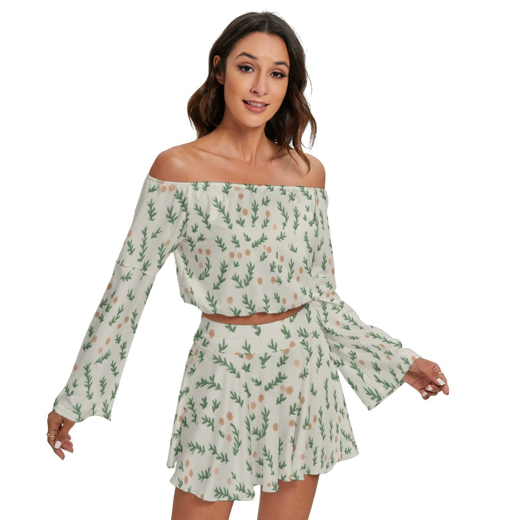 Tinsel Branch - Women's Off-shoulder Top And Skirt Set