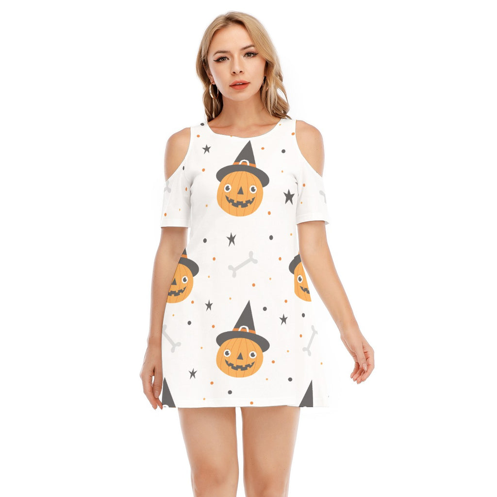 Pumpkin V - Women's Cold Shoulder Dress - 100% Cotton