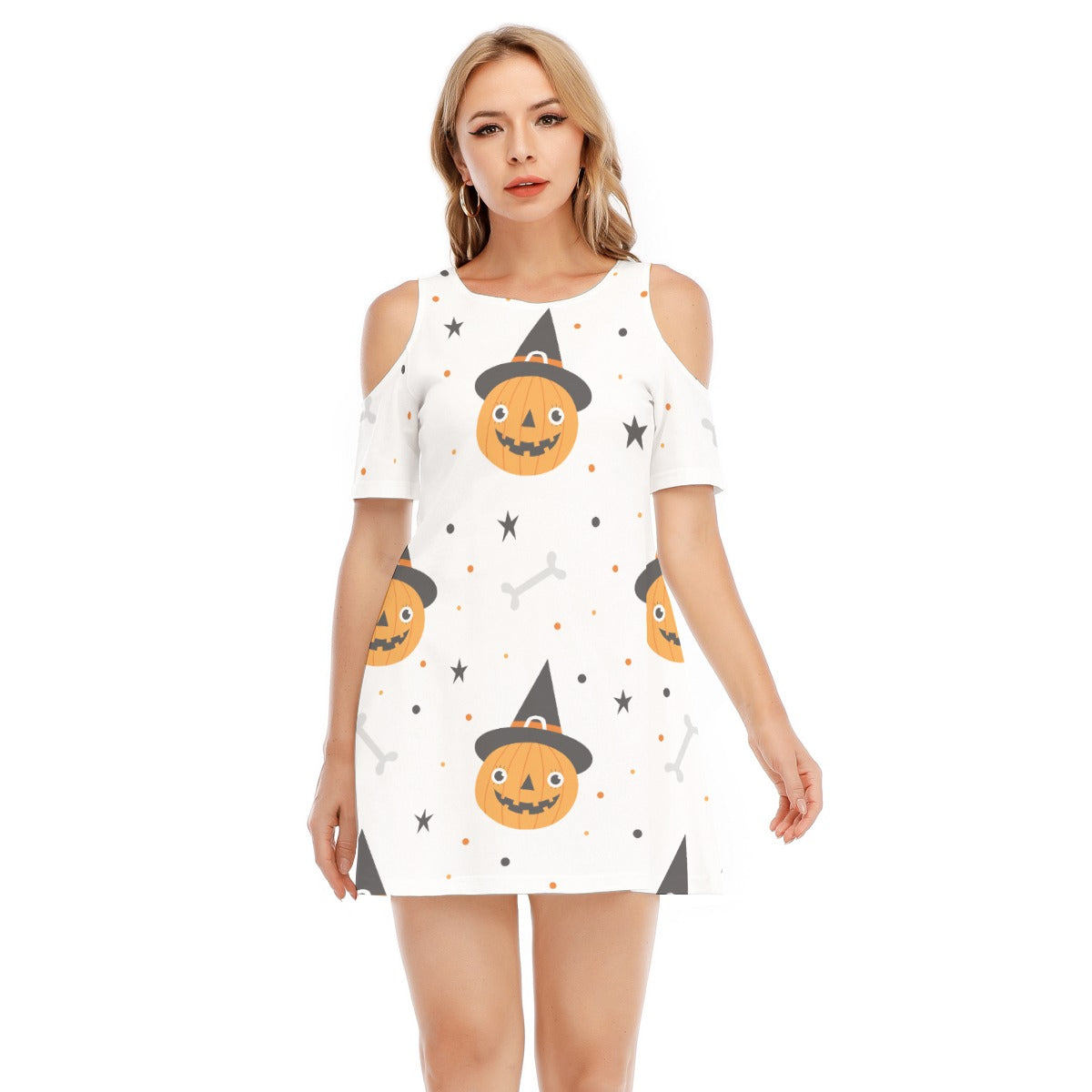 Pumpkin V - Women's Cold Shoulder Dress - 100% Cotton