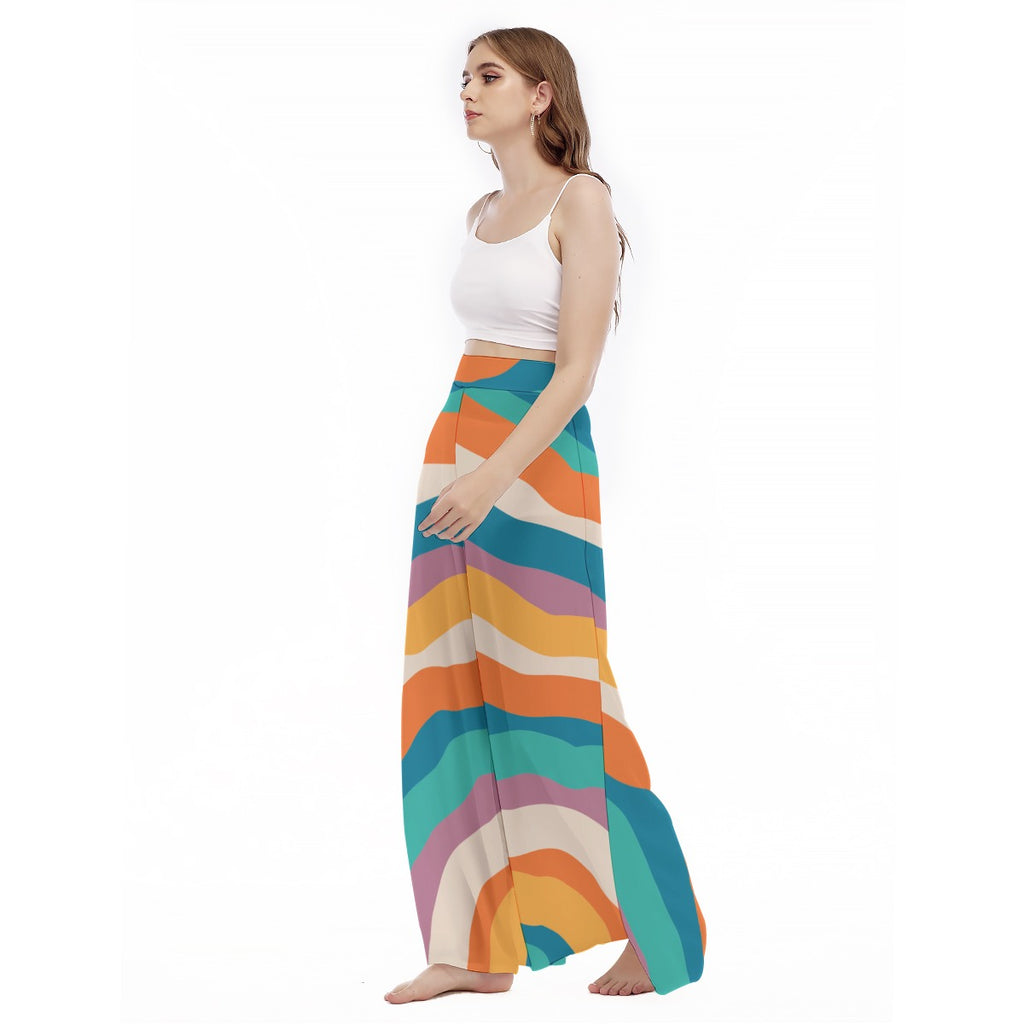 Rainbow Now - Women's High Waist Wide Leg Trousers