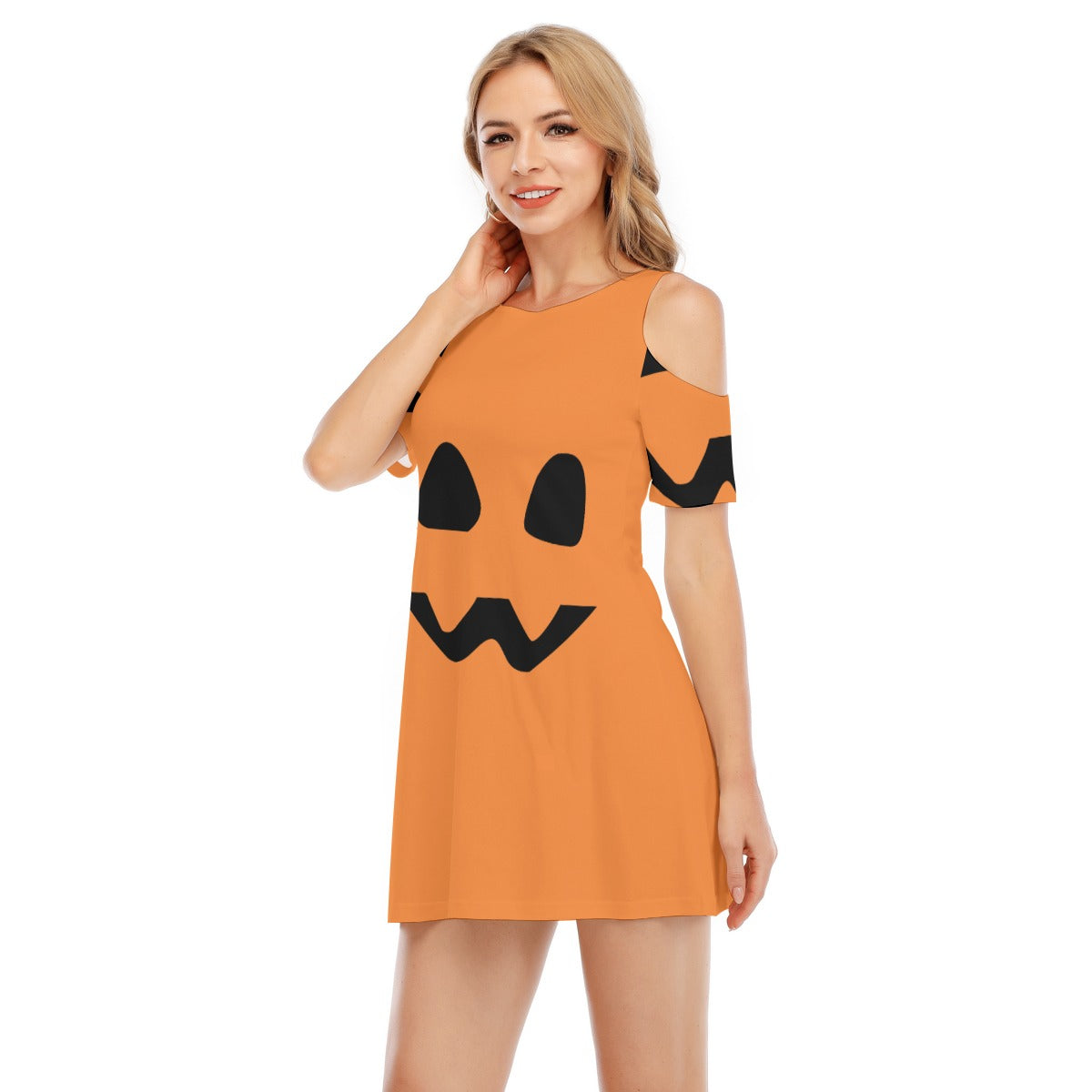 Pumpkin IV - Women's Cold Shoulder Dress - 100% Cotton