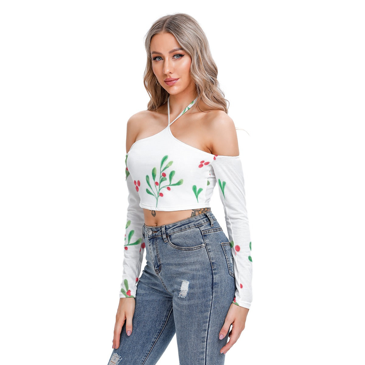Tinsel Bloom - Women's Halter Lace-up Top