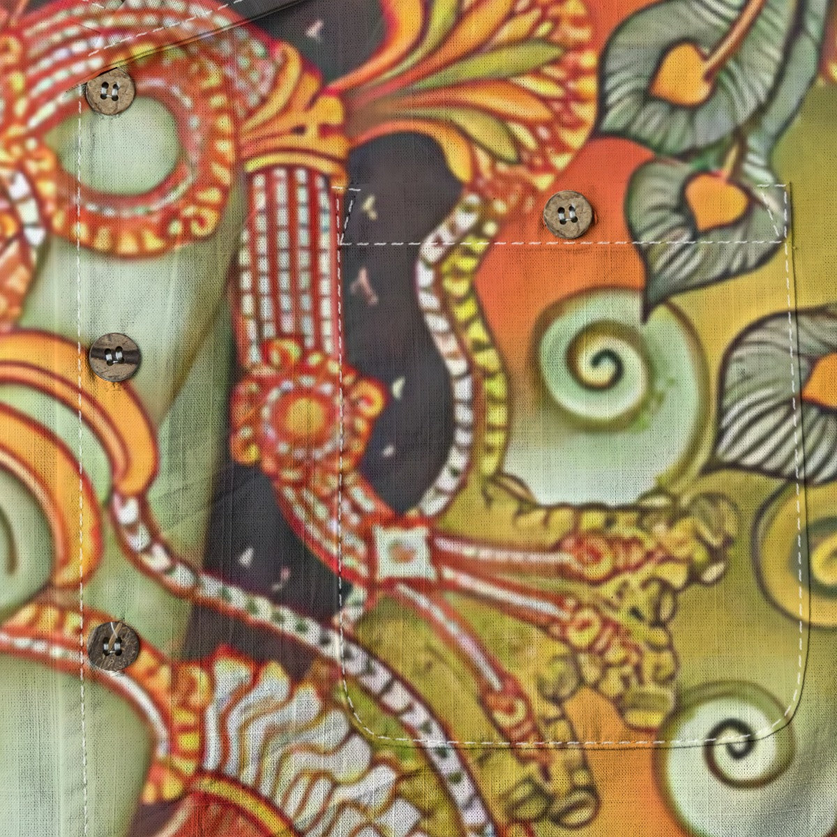 Krishna Leela - Kerala Mural Print Shirt - 100% Cotton
