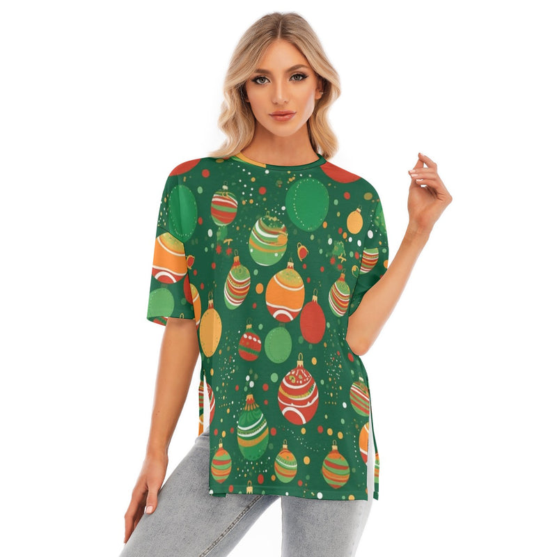 Classic Ornaments -  Women's Short Sleeves T-shirt With Hem Split