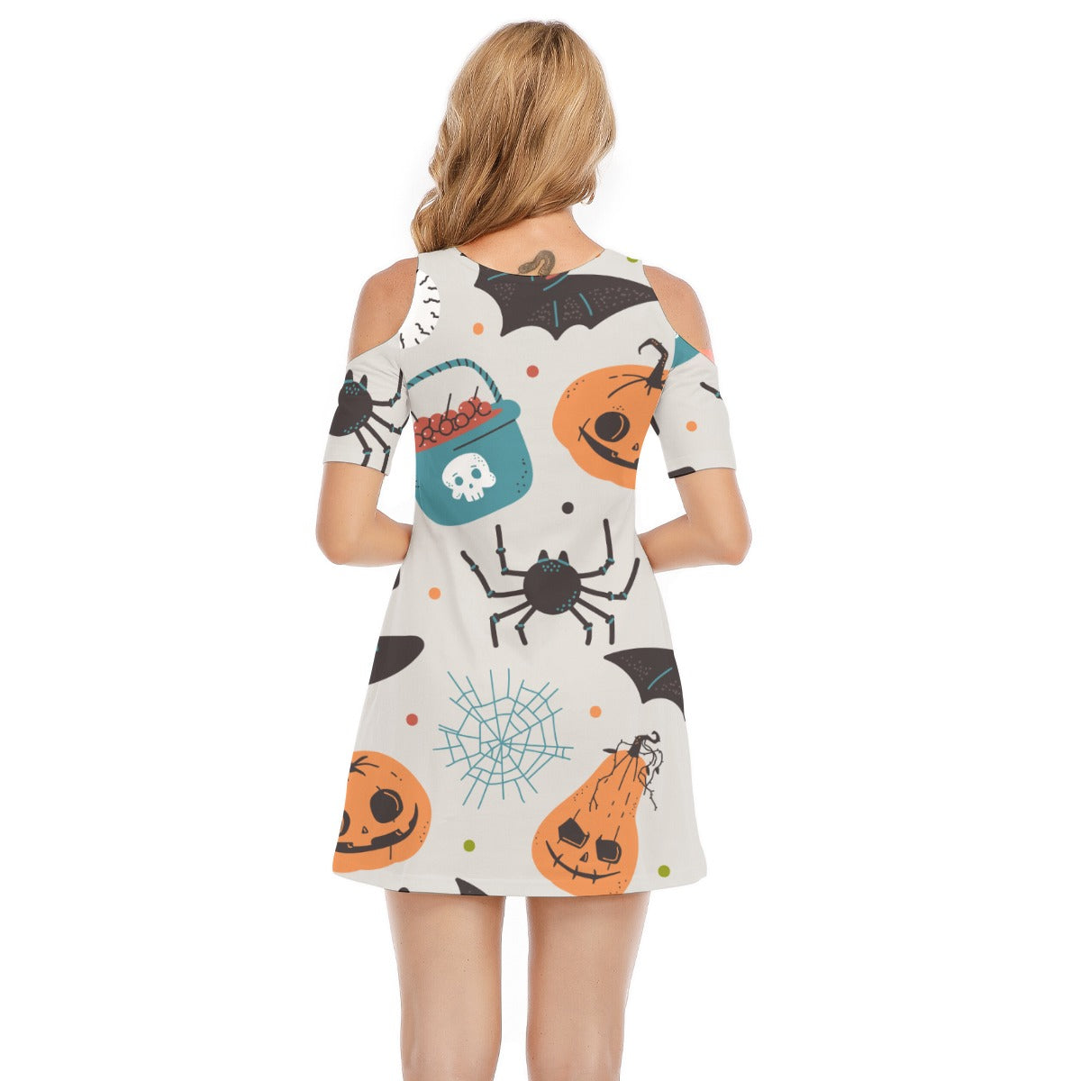 Pumpkin VI - Women's Cold Shoulder Dress - 100% Cotton