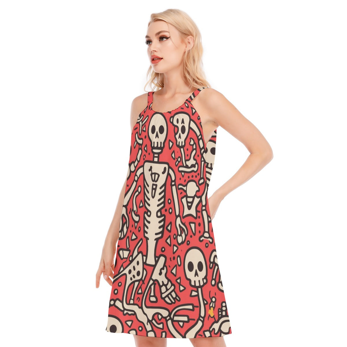 Skeleton I - Women's O-neck Cami Dress - 100% Cotton