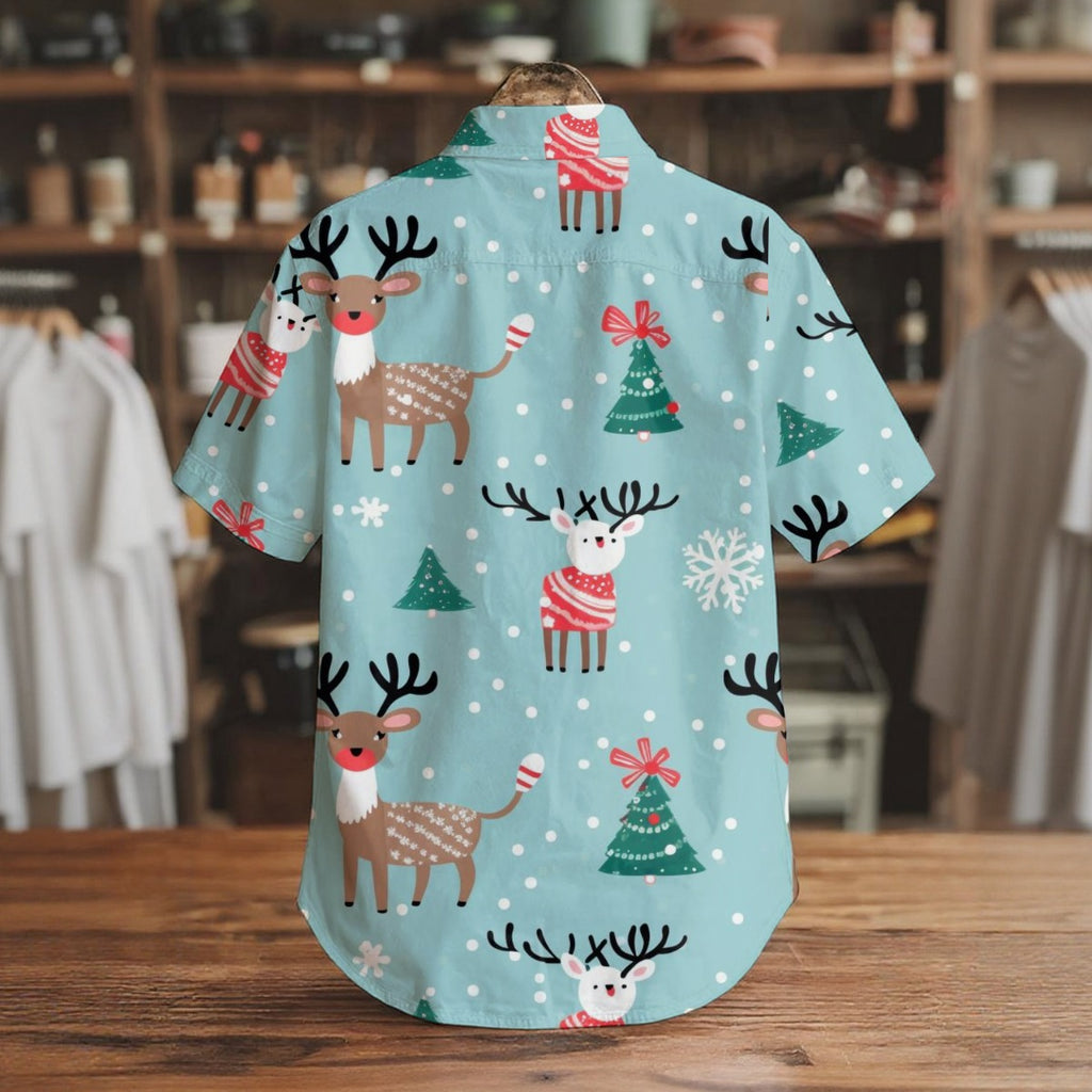 Trees & Deers - Men's Short Sleeve Shirt With Pockets