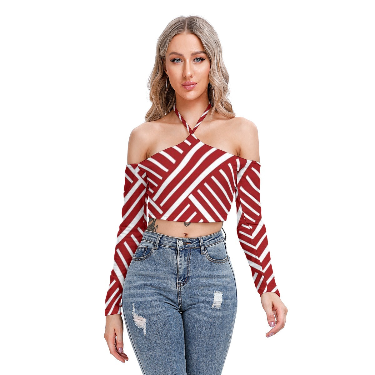 Candy Stick - Women's Halter Lace-up Top