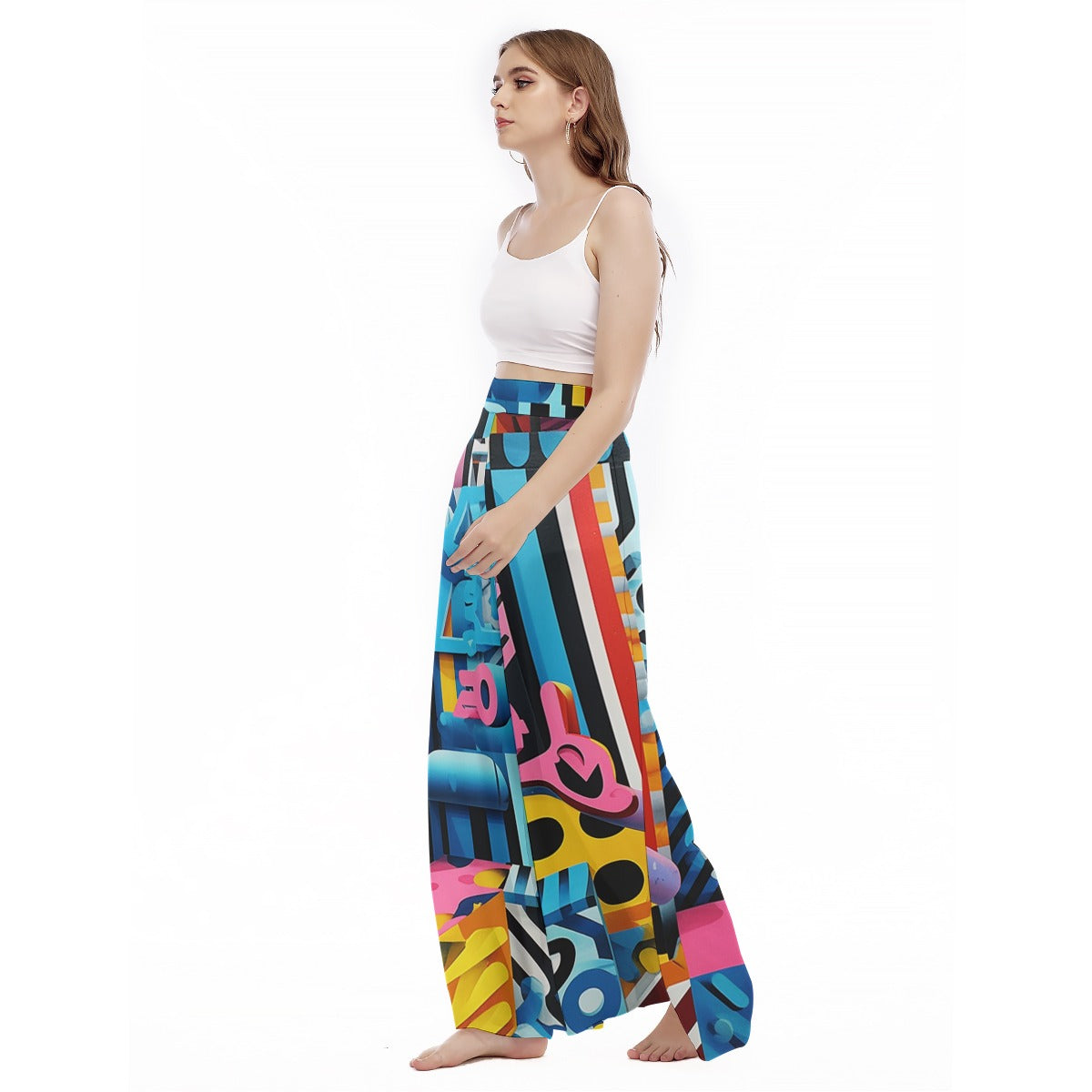 Prismatica - Women's High Waist Wide Leg Trousers