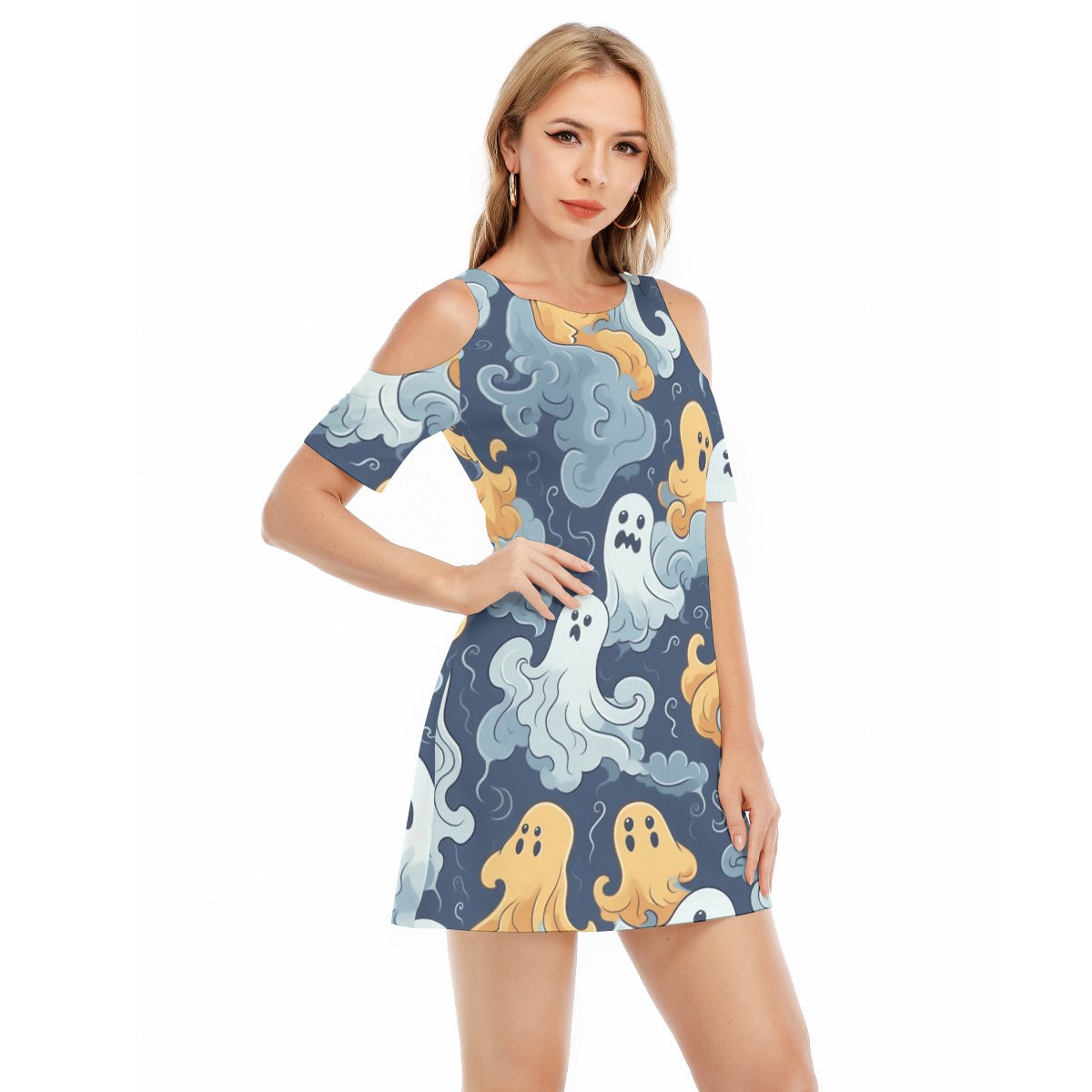 Ghost VI - Women's Cold Shoulder Dress - 100% Cotton