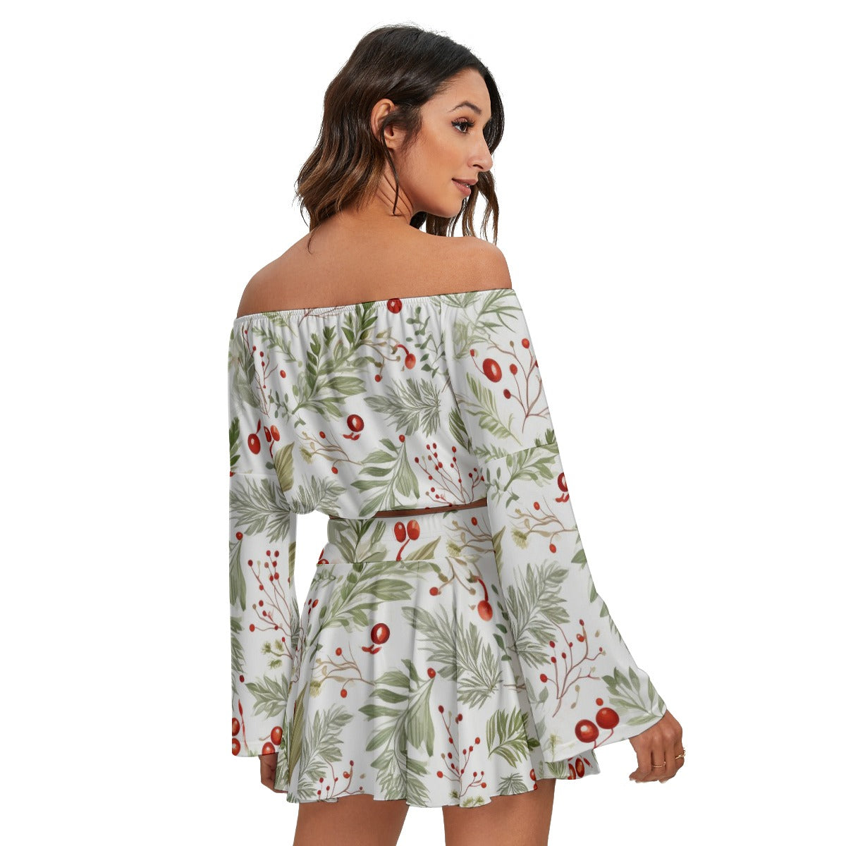 Mistletoe - Women's Off-shoulder Top And Skirt Set