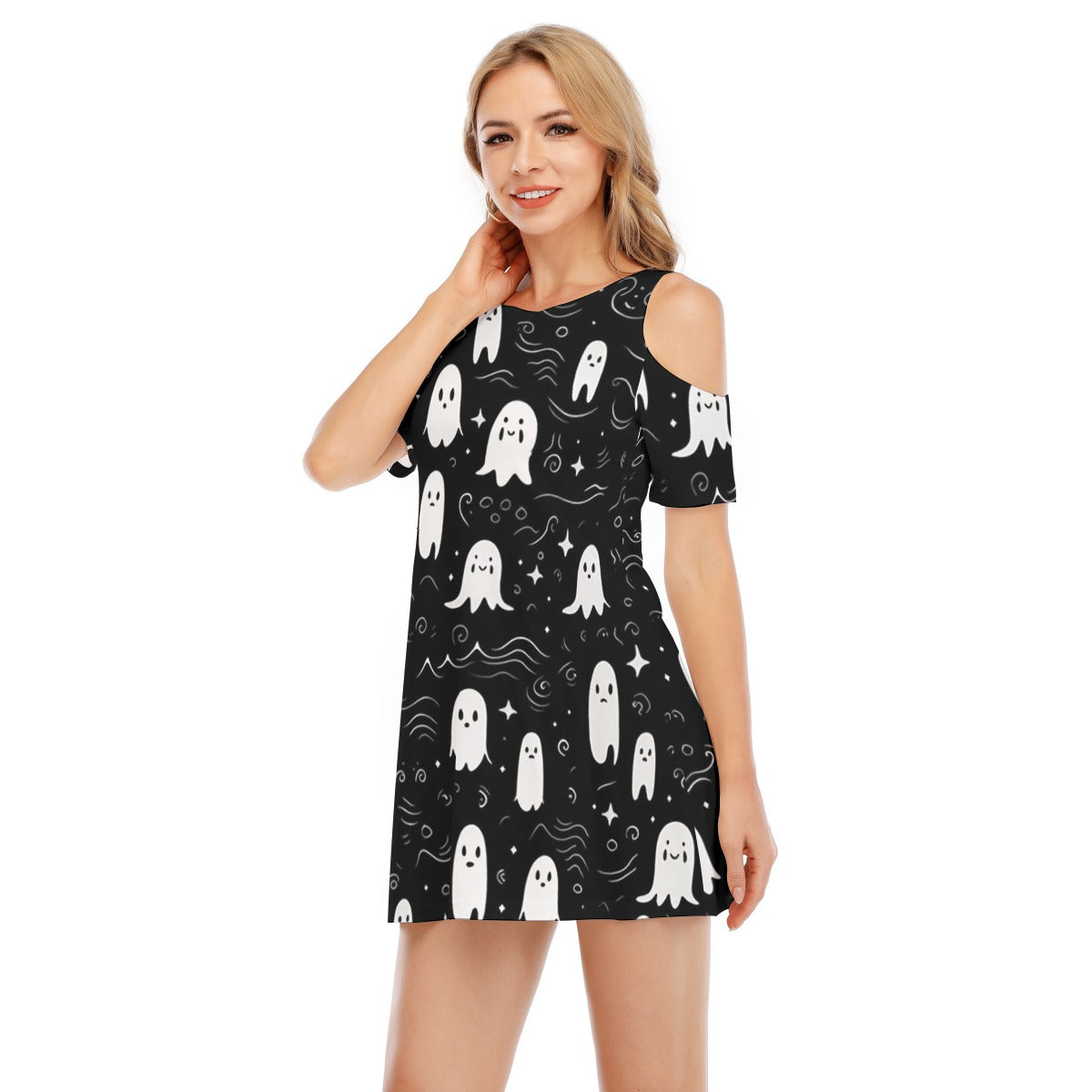 Ghost XIII - Women's Cold Shoulder Dress - 100% Cotton