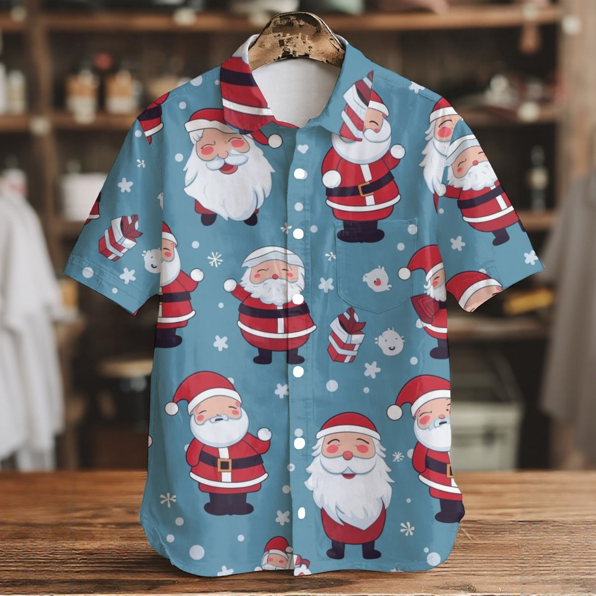 Santa Joy -  Men's Short Sleeve Shirt With Pockets