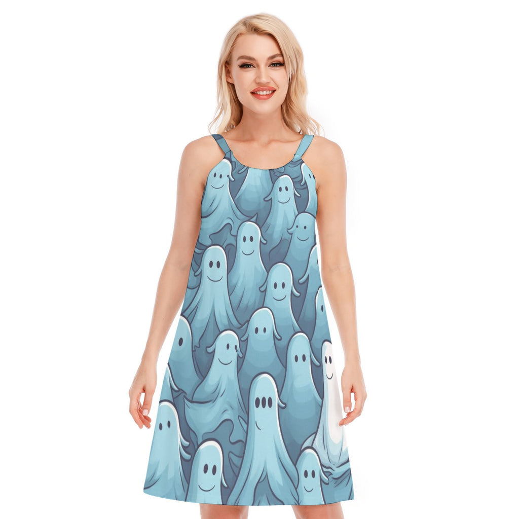 Ghost I-  Women's O-neck Cami Dress - 100% Cotton