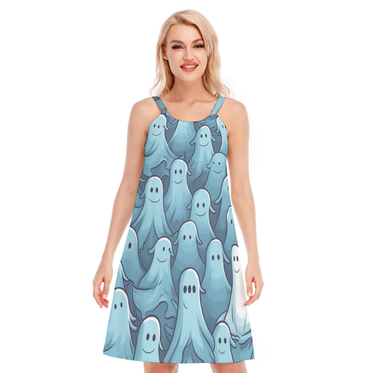 Ghost I-  Women's O-neck Cami Dress - 100% Cotton