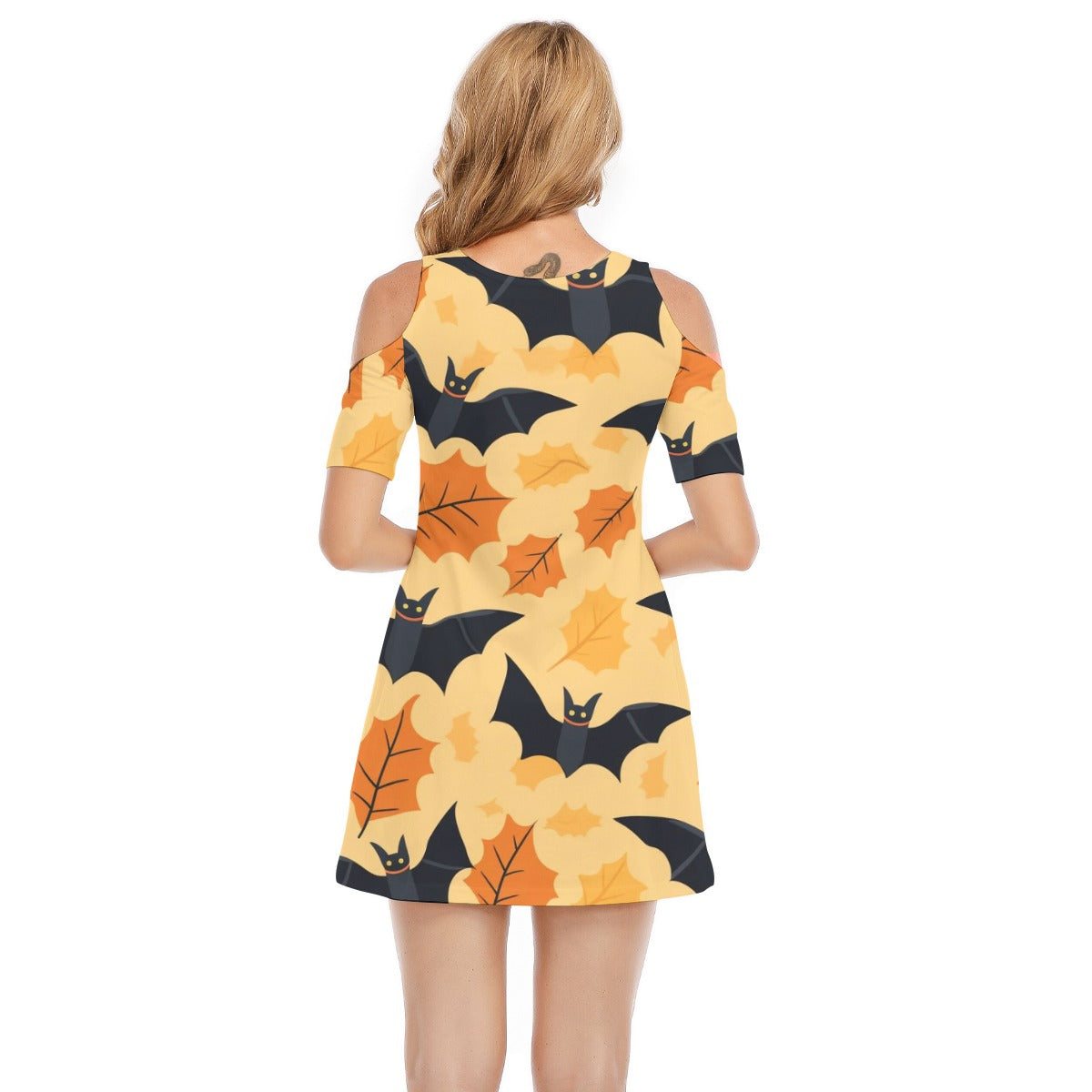 Bats III - Women's Cold Shoulder Dress - 100% Cotton