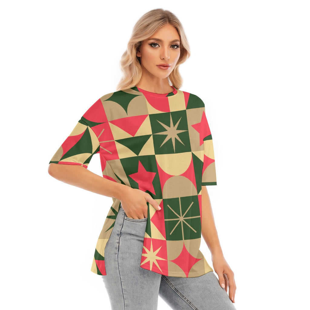 Puzzlemus -Women's Short Sleeves T-shirt With Hem Split