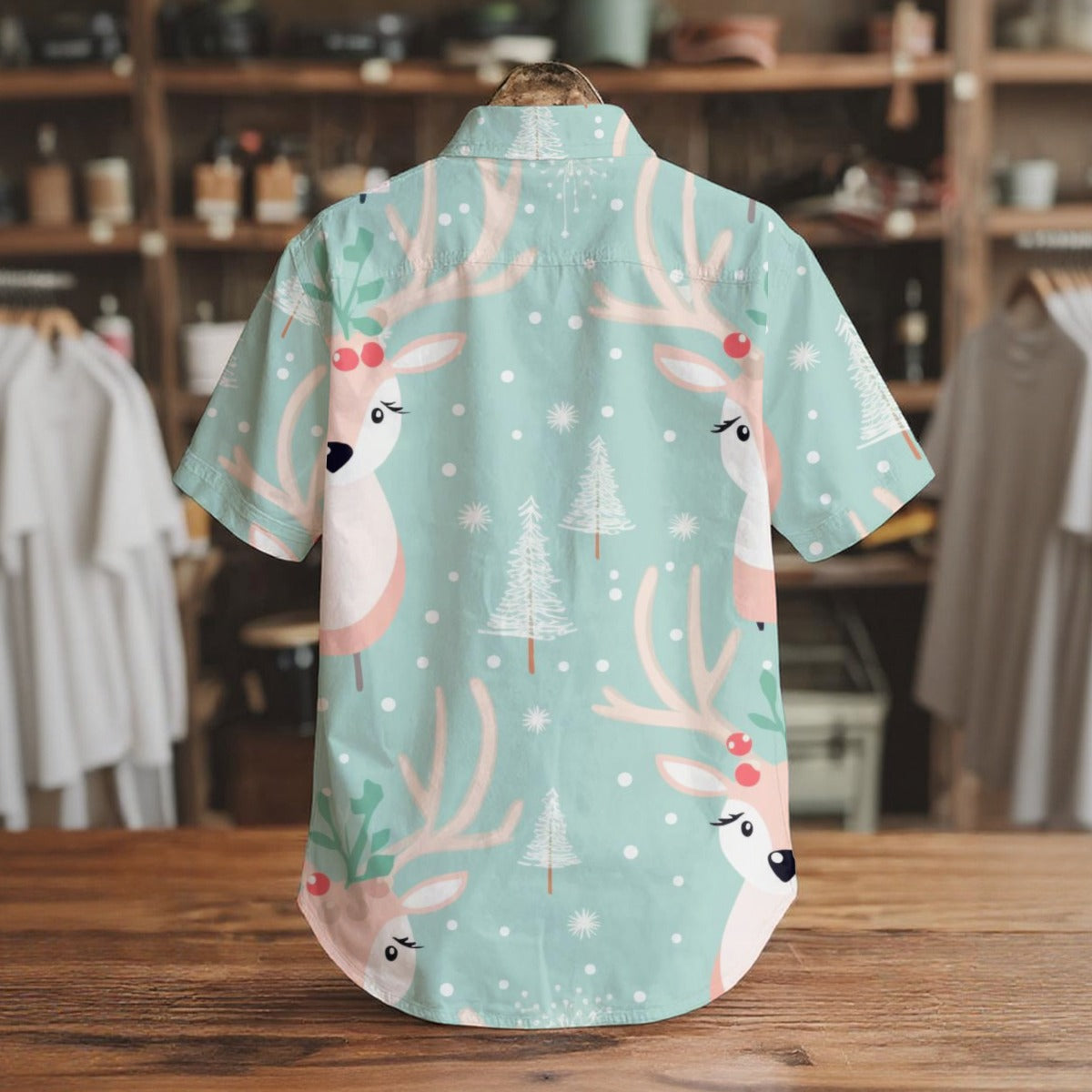 Reindeer Peace - Men's Short Sleeve Shirt With Pockets
