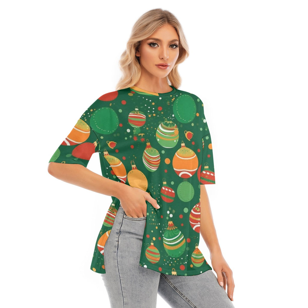Classic Ornaments -  Women's Short Sleeves T-shirt With Hem Split