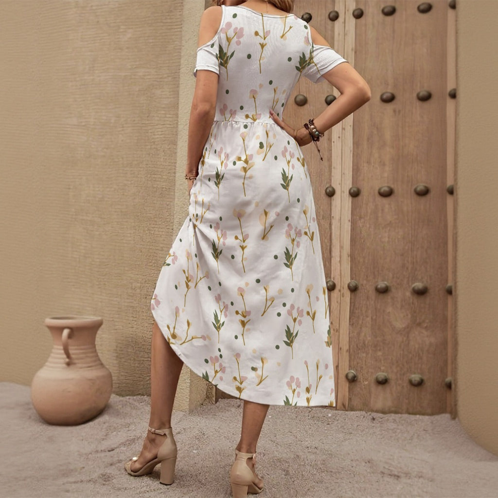 Deco - Women's V-neck Off-shoulder Dress