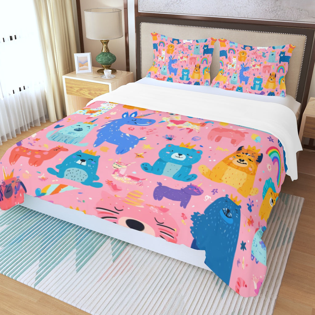 Funny Horse I- Three Piece Duvet Bedding Set