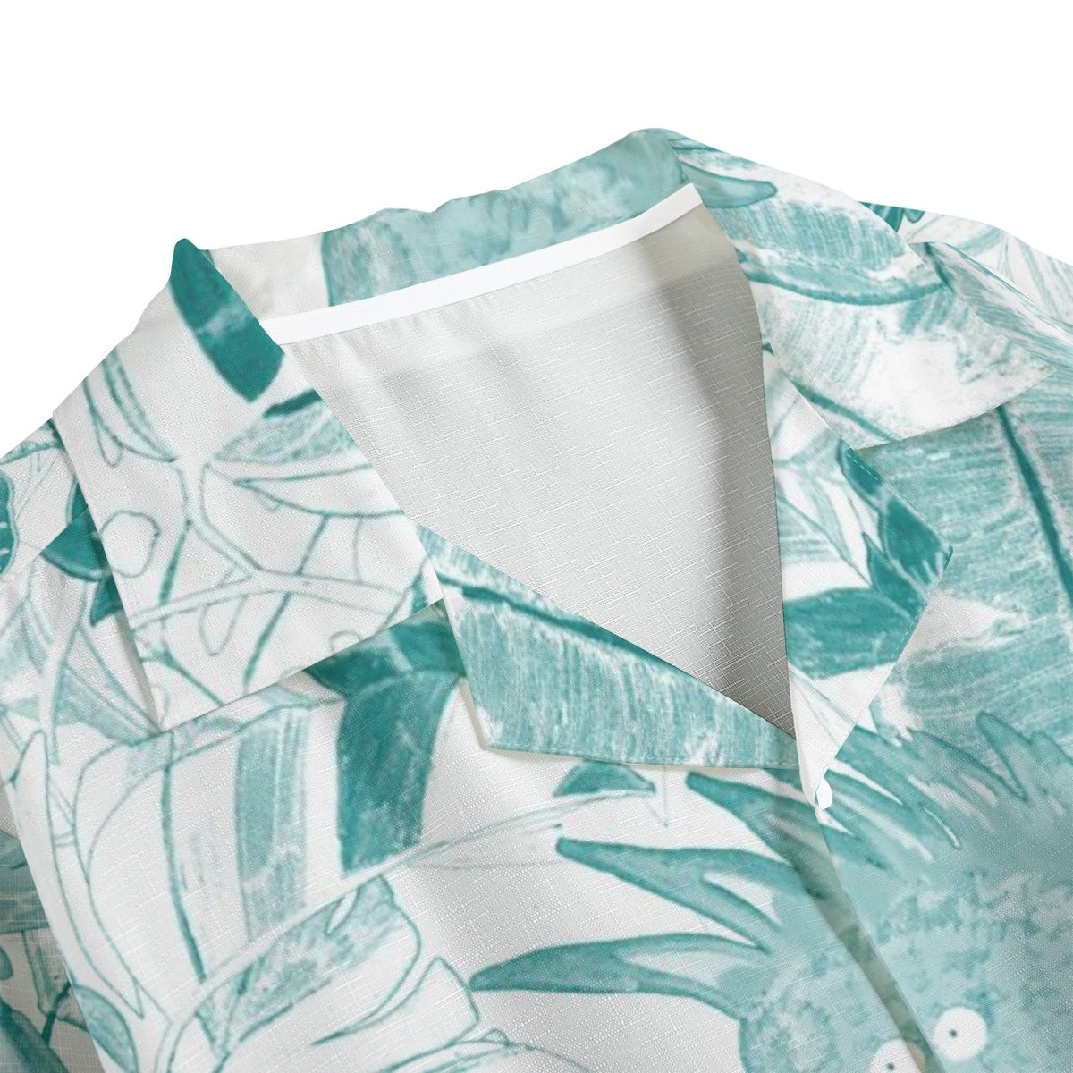 Teal -Tropical - Men's Faux Linen Hawaiian Shirt