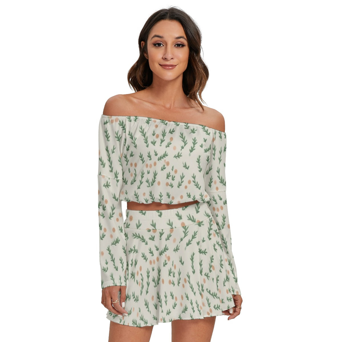 Tinsel Branch - Women's Off-shoulder Top And Skirt Set