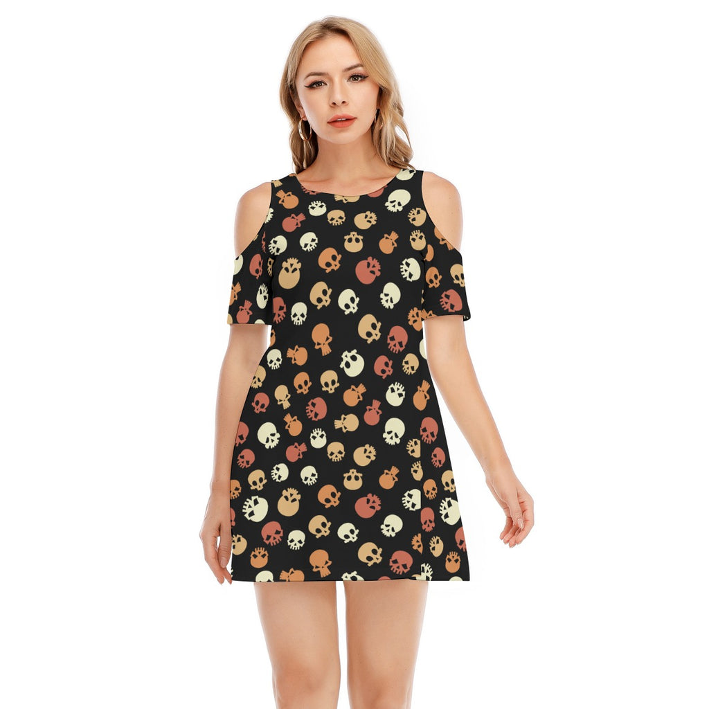 Skull IV -  Women's Cold Shoulder Dress - 100% Cotton