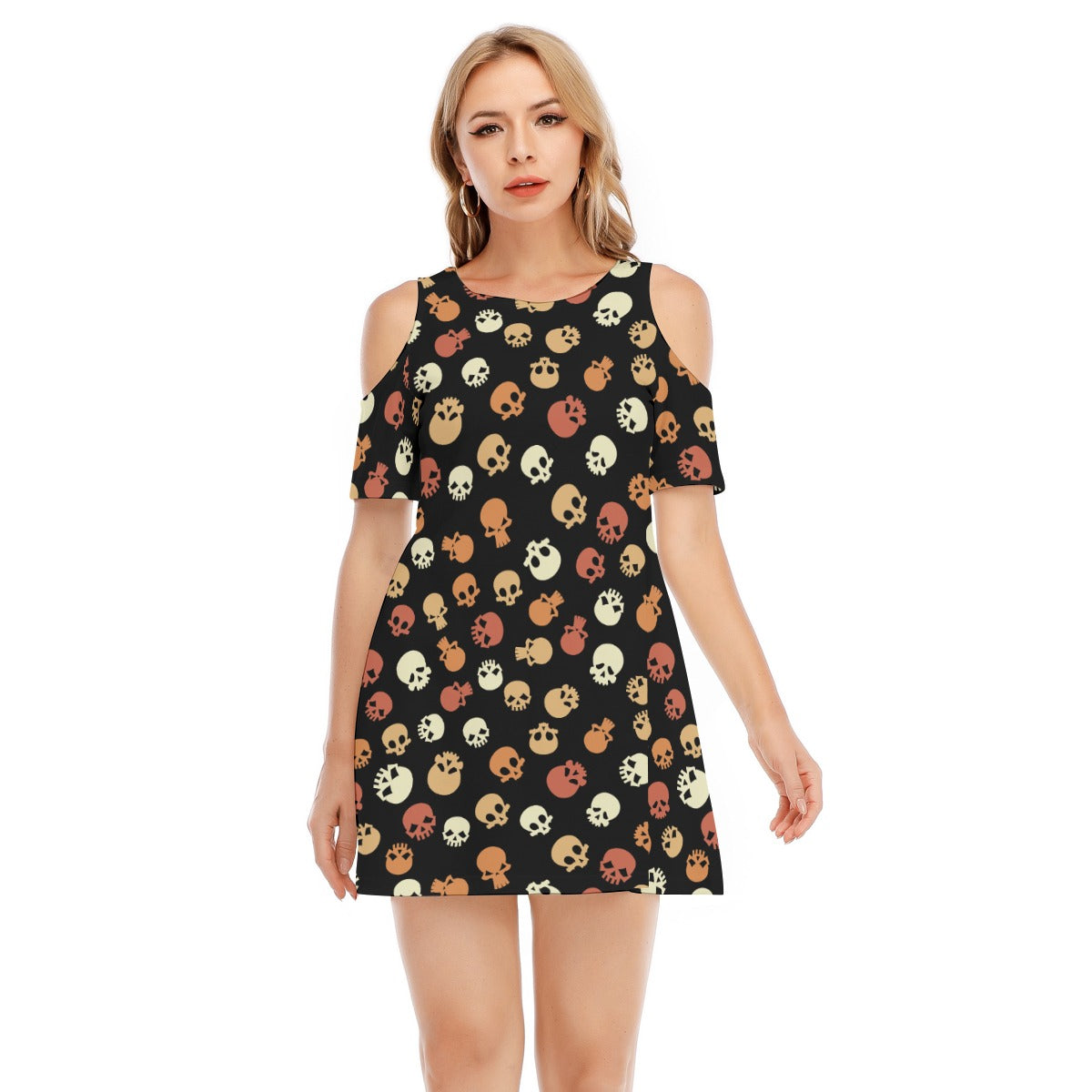 Skull IV -  Women's Cold Shoulder Dress - 100% Cotton
